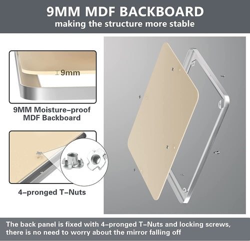 Brushed Silver Wall Mounted Bathroom Mirror 30x40 Inches