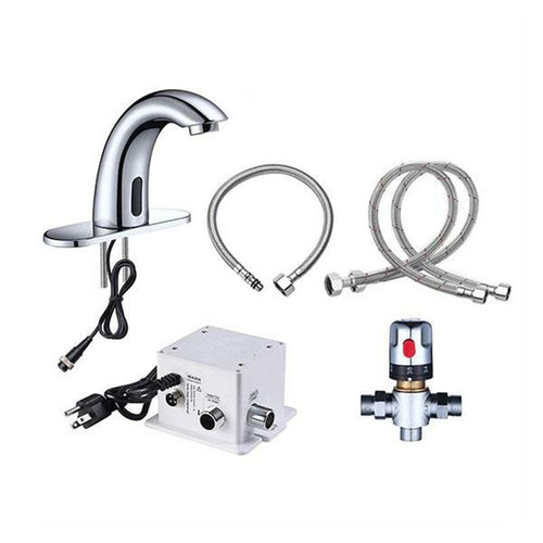 Brushed Nikel Touchless Commercial Faucet with Smart Temperature