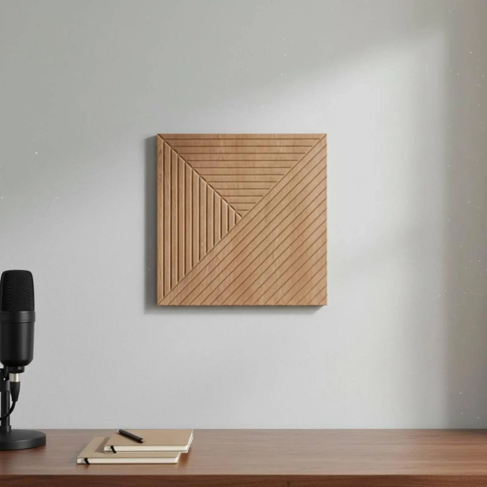 Wood Grain Acoustic Panel Reduce Reverberation Three-Dimensional Decorative Wall Panel autoAdhesive Acoustic Foam Flame