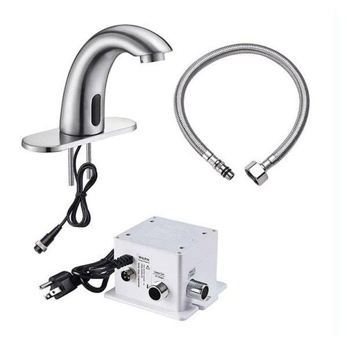 Brushed Nikel Touchless Commercial Faucet with Smart Temperature