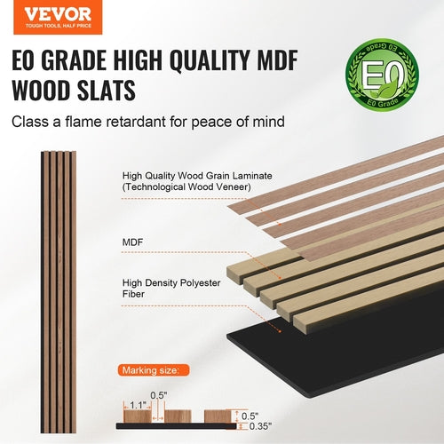Wood Slat Acoustic Panels, 7.9 X 94.5 Inch, MDF Accent Wooden Wall