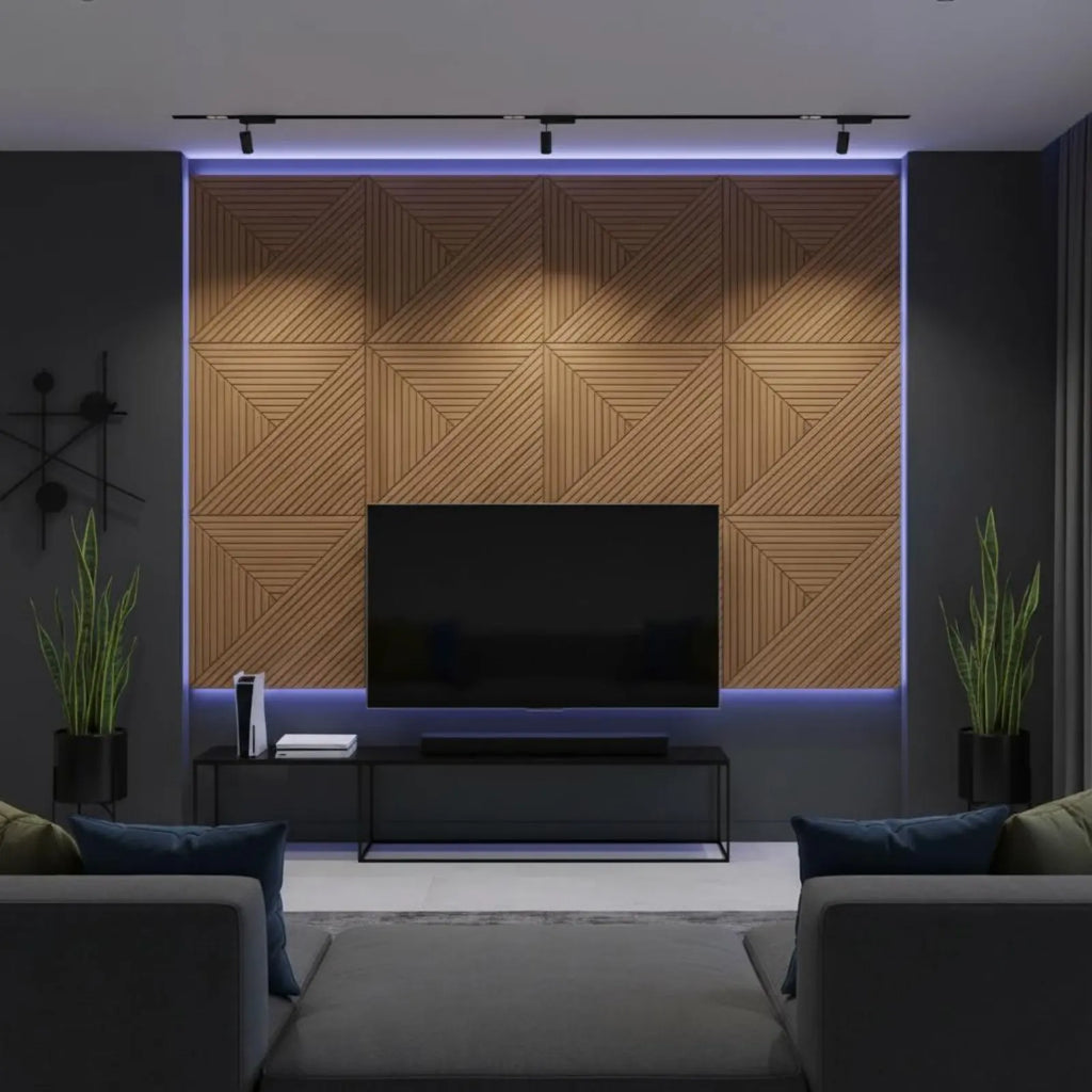 Wood Grain Acoustic Panel Reduce Reverberation Three-Dimensional Decorative Wall Panel autoAdhesive Acoustic Foam Flame