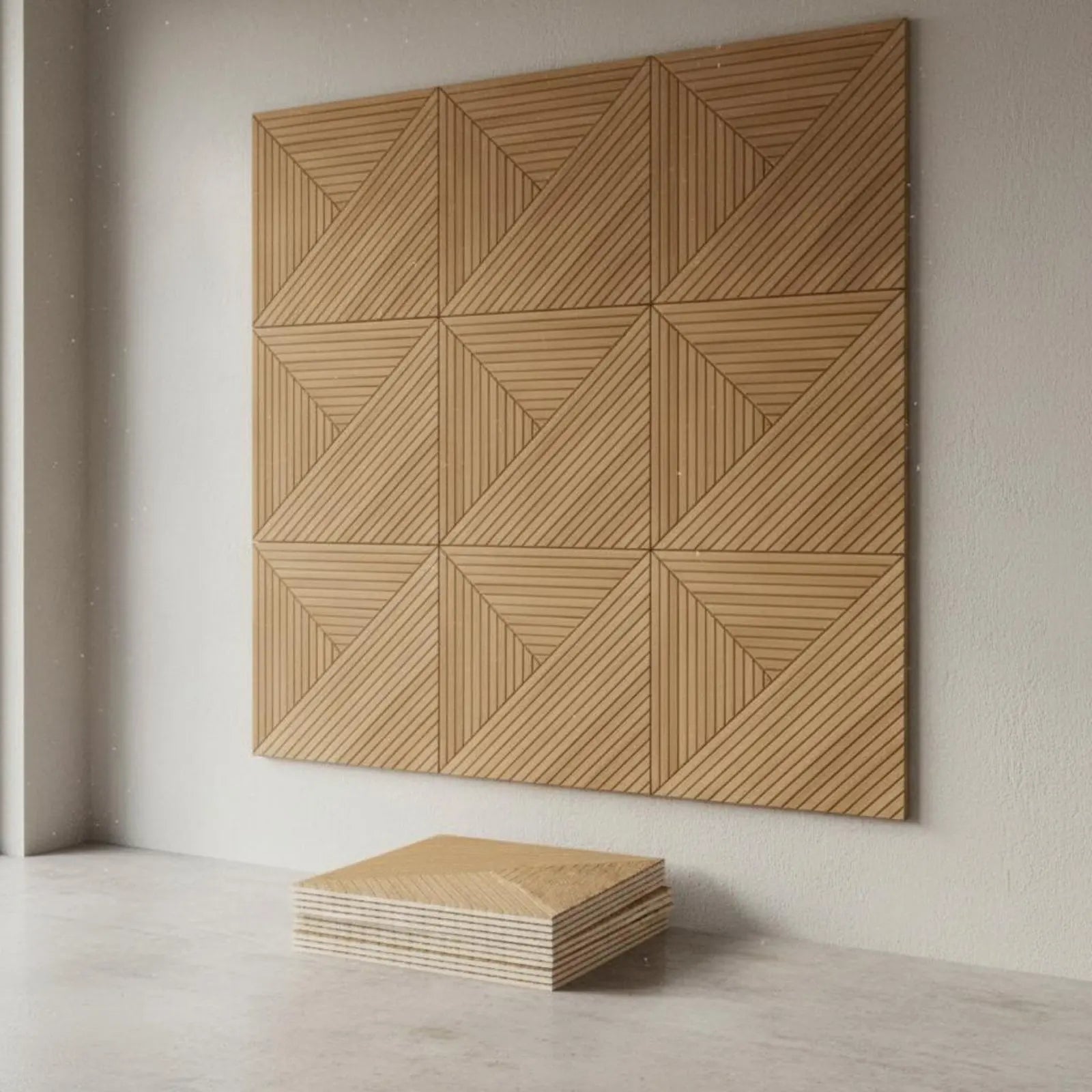 Wood Grain Acoustic Panel Reduce Reverberation Three-Dimensional Decorative Wall Panel autoAdhesive Acoustic Foam Flame