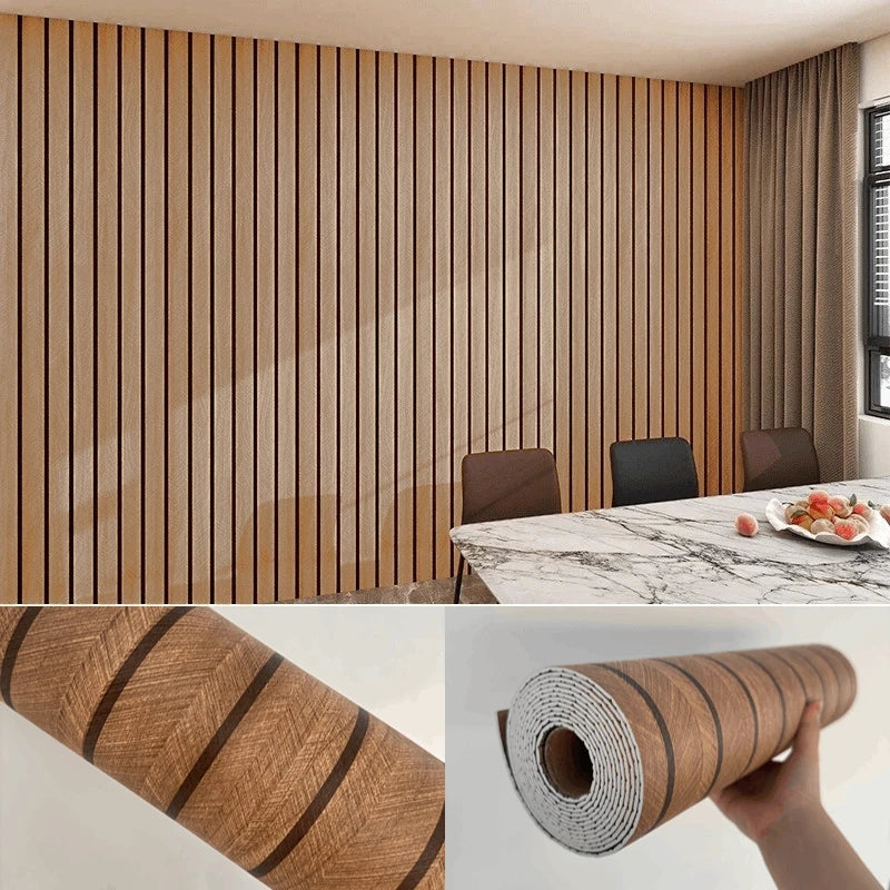 Self Adhesive Wood Grain Wall Panel Waterproof Background Wall Grille Sticker Suitable for Ceiling Living Room Decoration