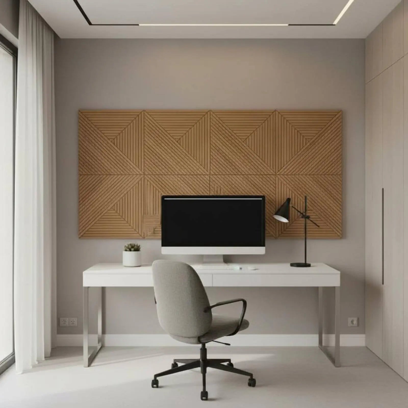 Wood Grain Acoustic Panel Reduce Reverberation Three-Dimensional Decorative Wall Panel autoAdhesive Acoustic Foam Flame