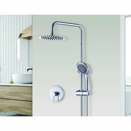 WELS 8" Rain Shower Head Set Rounded Dual Heads Faucet High Pressure