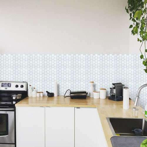 Tiles 3D Peel and Stick Wall Tile Hexagon White (30cm x 30cm x 10