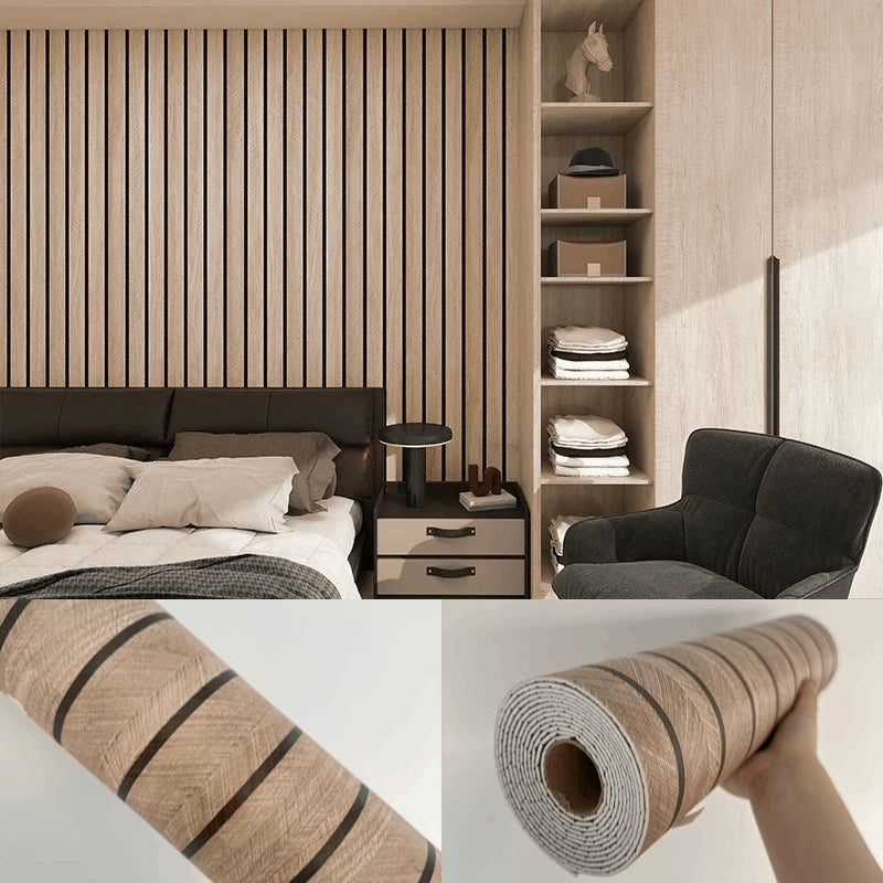 Self Adhesive Wood Grain Wall Panel Waterproof Background Wall Grille Sticker Suitable for Ceiling Living Room Decoration