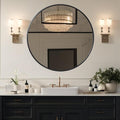 39 Inch Black Metal Framed Round Bathrrom Mirror for Wall.