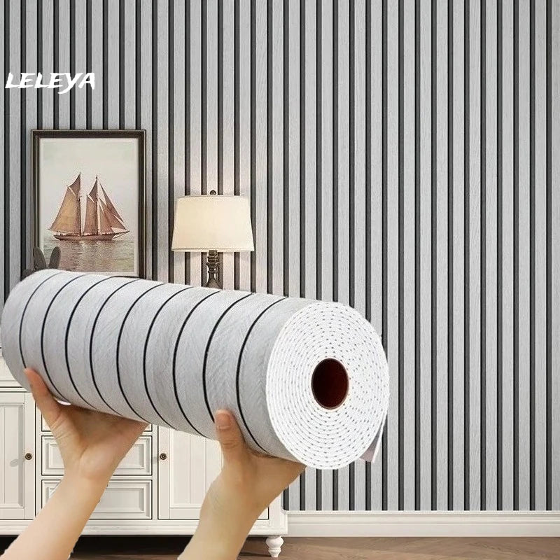 Self Adhesive Wood Grain Wall Panel Waterproof Background Wall Grille Sticker Suitable for Ceiling Living Room Decoration