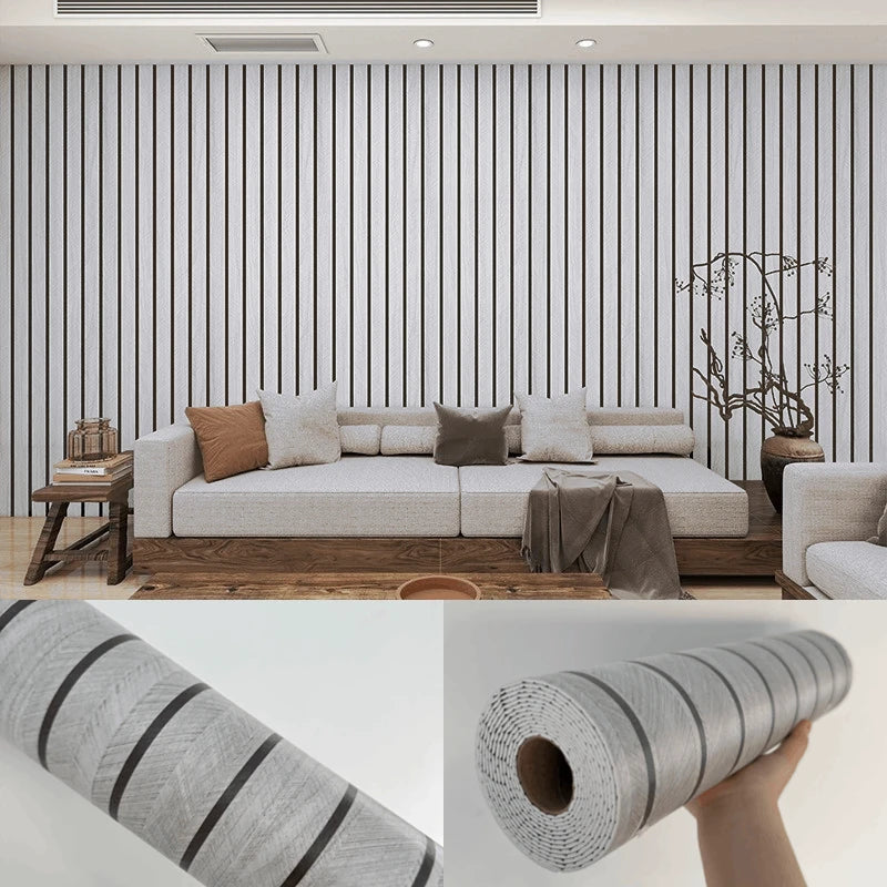 Self Adhesive Wood Grain Wall Panel Waterproof Background Wall Grille Sticker Suitable for Ceiling Living Room Decoration