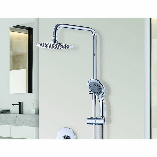 WELS 8" Rain Shower Head Set Rounded Dual Heads Faucet High Pressure