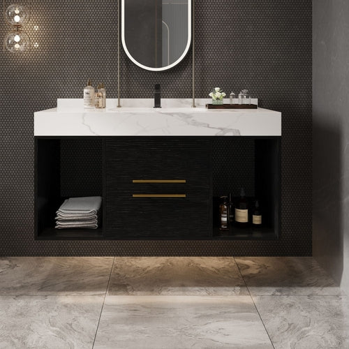 39.4" Bathroom Vanities with Ceramic Sink,Floating Bathroom