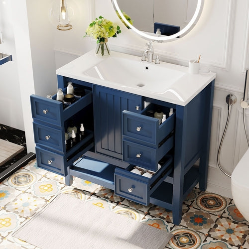 36" Bathroom Vanity with Sink Combo, One Cabinet and Three Drawers,