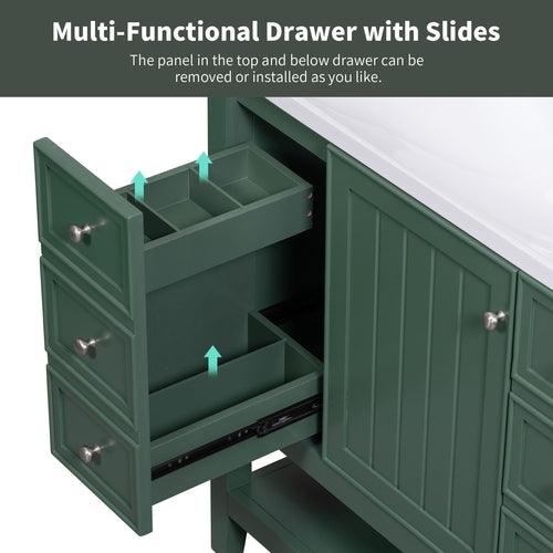 36" Bathroom Vanity with Sink Combo, One Cabinet and Three Drawers,