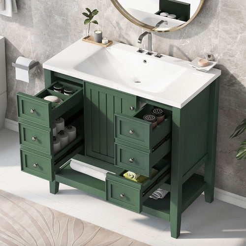 36" Bathroom Vanity with Sink Combo, One Cabinet and Three Drawers,