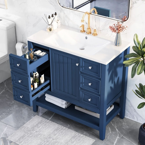 36" Bathroom Vanity with Sink Combo, One Cabinet and Three Drawers,