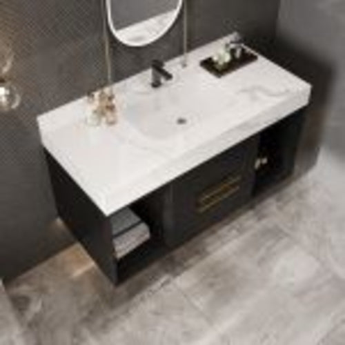 39.4" Bathroom Vanities with Ceramic Sink,Floating Bathroom
