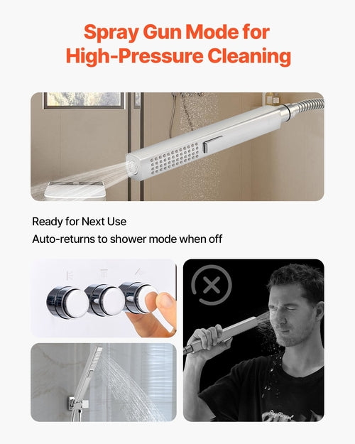 Shower Faucet Set, 12 Inch Thermostatic Ceiling Mount Rainfall Shower